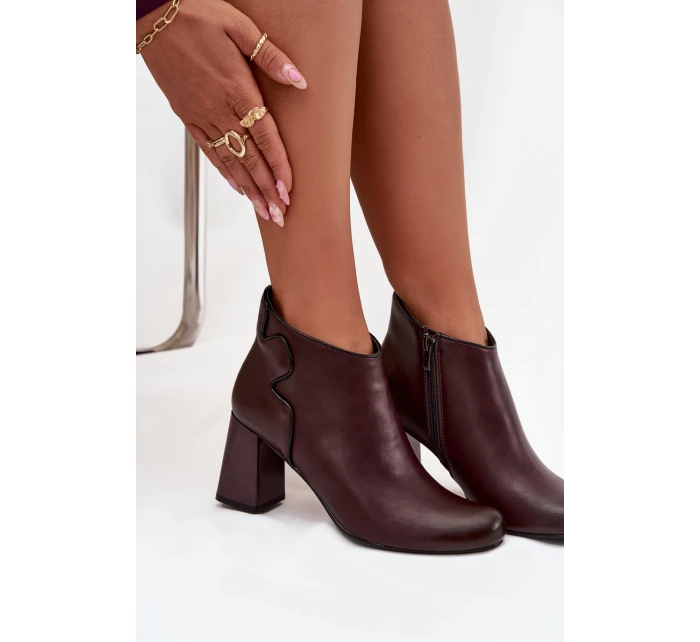 Kožené vysoké boty s  Bordové model 21712809 - Boto