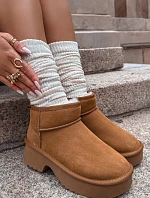 Sněhule z přírodního nubuku s teplou podšívkou Camel Milora