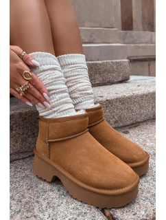 Sněhule z přírodního s podšívkou Camel model 21714776 - Boto