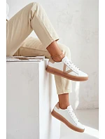 Dámské tenisky z pravé kůže na platformě model 22069622 Bílé - VINCEZA Dámské tenisky z pravé kůže na platformě model 22069622 Bílé - VINCEZA