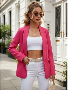 Dámské elegantní sako rozepínací fuchsiové FashionStreet PY0149