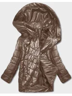 Tmavě béžová dámská bunda s asymetrickým zipem (B8087-46046) Tmavě béžová dámská bunda s asymetrickým zipem (B8087-46046)