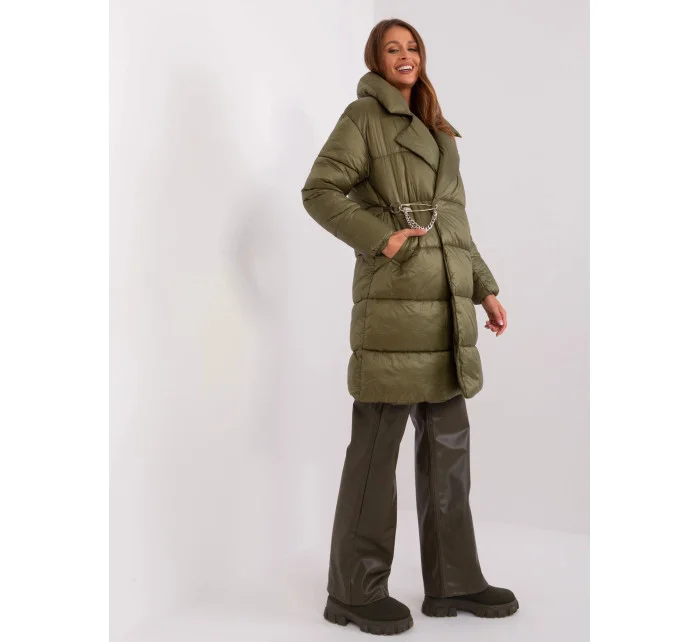 Lehká péřová dámská zimní bunda v khaki barvě model 21247731 - Factory Price