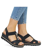 Dámské sandály na podpatku pohodlné černé model 22063551 - Rieker Dámské sandály na podpatku pohodlné černé model 22063551 - Rieker