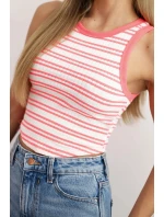 Dámská bavlněná proužkovaná model 21866416 blůza růžový neon - K-Fashion Dámská bavlněná proužkovaná model 21866416 blůza růžový neon - K-Fashion