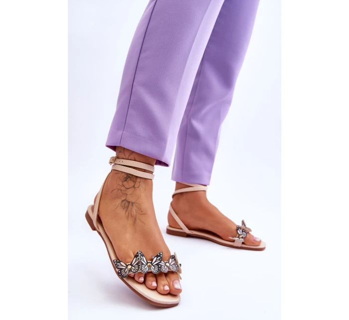 Dámské sandály s ozdobnými Béžove model 21613343 - Boto