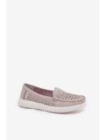 Kožené Dámské Mokasíny S  Béžové model 21691912 - VINCEZA