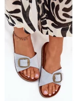 Dámské Pantofle S Přezkou Na Korkové Platformě Modré model 21704270 - Boto Dámské Pantofle S Přezkou Na Korkové Platformě Modré model 21704270 - Boto