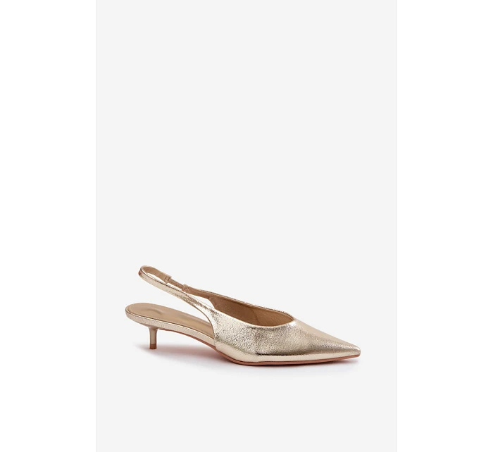 Dámské sandály z umělé kůže na podpatku Zlaté Averelle