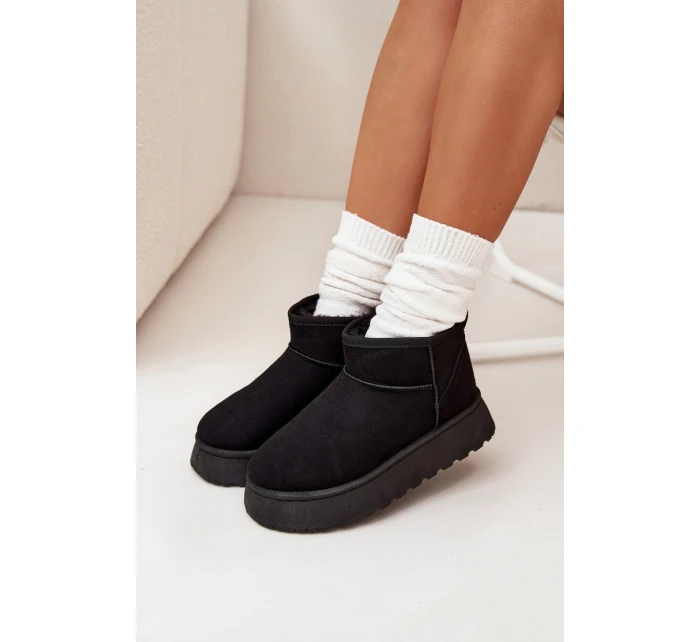 Dámské sněhule na platformě s kožíškem Vesirae – černé