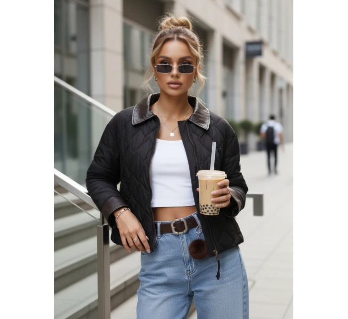 Dámská přechodná prošívaná bunda černá FashionStreet TY5622 Dámská přechodná prošívaná bunda černá FashionStreet TY5622