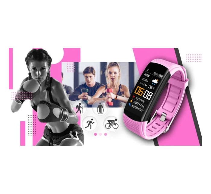 GIEWONT Smartwatch Black and Pink 2 Stripes GW200-4