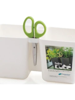 Květináč s bylinkami TWINS CUBE WITH CUTLERY WHITE
