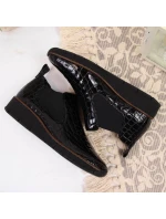 Kožené boty z hadí kůže Rieker W R474 černé Kožené boty z hadí kůže Rieker W R474 černé