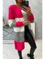 Pruhovaný svetr malinová + růžová Pruhovaný svetr malinová + růžová