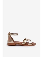 Zazoo 40378 Ploché Dámské Kožené Sandály Zlaté