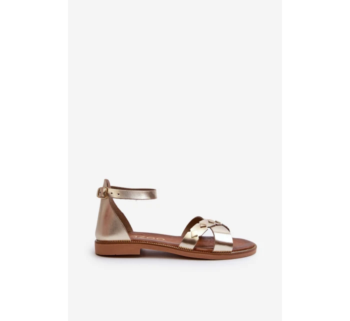 Zazoo 40378 Ploché Dámské Kožené Sandály Zlaté