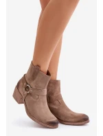 Semišové Zateplené Kotníkové Boty Na Podpatku Béžové model 21673755 - Zazoo