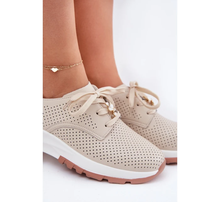 Kožené Polobotky Dámské S   Béžové model 21692665 - Artiker