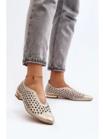 Boty Zazoo 2883 prolamované baleríny vyrobené z přírodní kůže, zlato