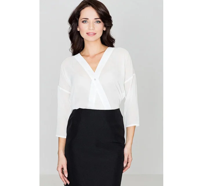 Dámská halenka K138 Ecru - Lenitif Dámská halenka K138 Ecru - Lenitif