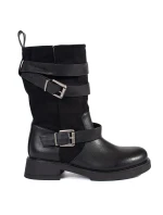 Krásné dámské kotníčkové boty černé na širokém podpatku Krásné dámské kotníčkové boty černé na širokém podpatku