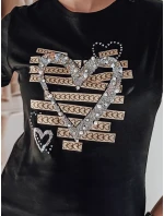 Dámské tričko se srdcem MARISS černé FashionStreet RY2740