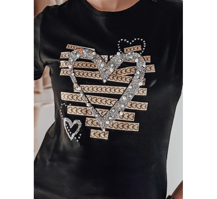 Dámské tričko se srdcem MARISS černé FashionStreet RY2740