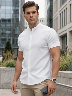 Pánská košile s límečkem, střih slim fit, bílá, FashionStreet KX1093