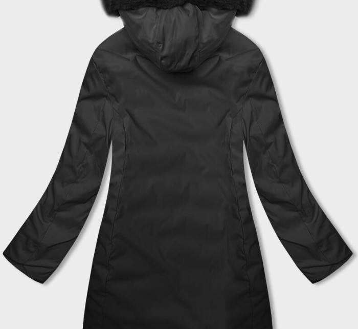 Cappuccino-černá dámská zimní oboustranná bunda s kapucí (B8202-1021)