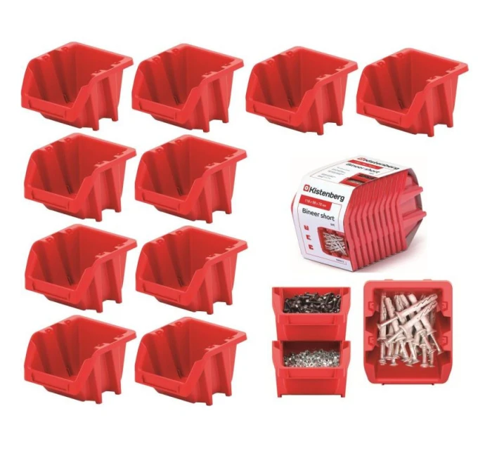 BINEER SHORT 10DÍLNÁ SADA DÍLENSKÝCH PODNOSŮ ČERVENÁ KISTENBERG