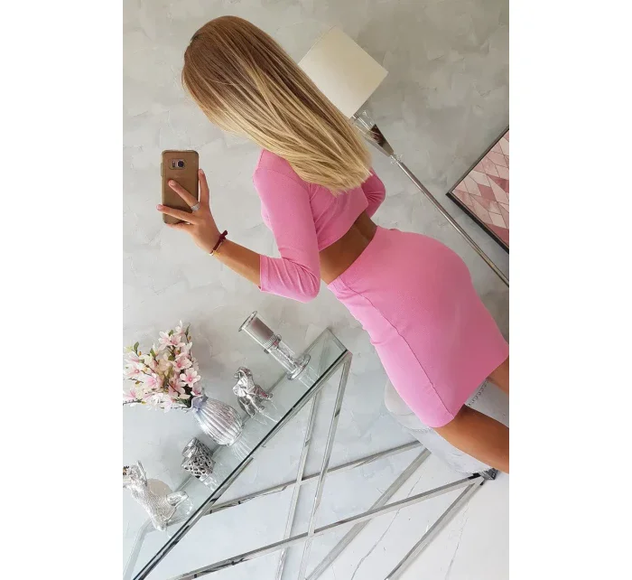 Souprava halenky a sukně světle růžová