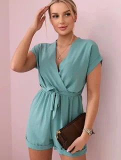 Krátký overal zavazovaný v pase tmavá máta