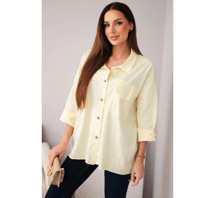 Dámská bavlněná košile s kapsami žlutá