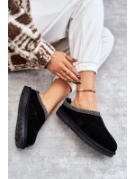 Dámské semišové pantofle s kožíškem černá model 21607416 - Boto