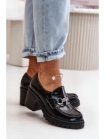 Zazoo 20175 Lakované Polobotky Dámské Na Podpatku Přírodní Kůže Černé