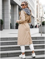 Dámský dvouřadový trenčkot s kapucí FashionStreet camel TY5656
