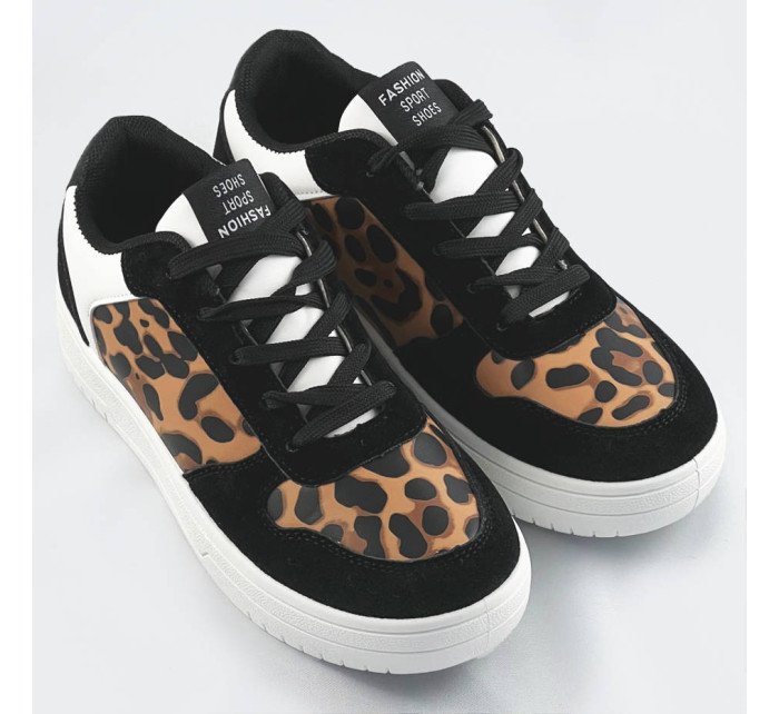 Černé dámské tenisky sneakers s panteřím vzorem (6363)