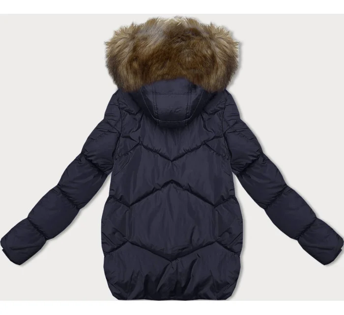 Tmavě modrá bunda pro přechodné období s kapucí (LHD-23002)