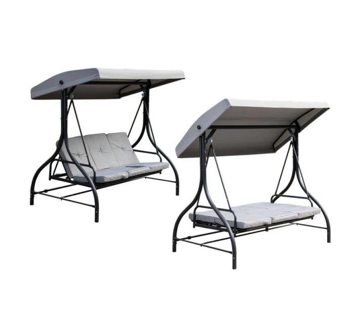 ZAHRADNÍ A BALKONOVÁ HOUPAČKA NINA 3MÍSTNÁ ŠEDÁ