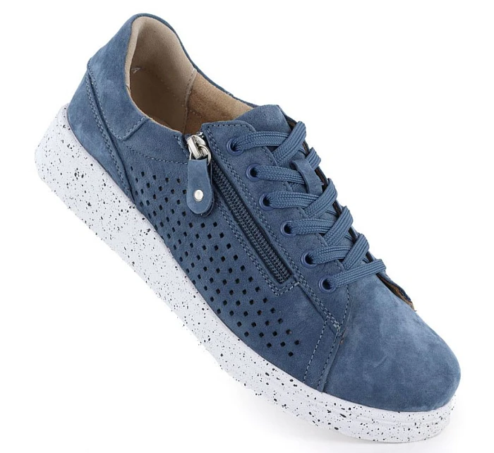 Dámská kožená prolamovaná obuv na platformě modrá M.Daszynski model 22068751 - M. Daszyński Dámská kožená prolamovaná obuv na platformě modrá M.Daszynski model 22068751 - M. Daszyński