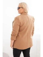 Dámská bunda Plus Size bez zapínání s podšívkou model 21468644 camelová - K-Fashion