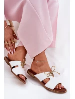 Kožené Dámské Pantofle Na Plochém Podpatku Bílé model 21692923 - Zazoo