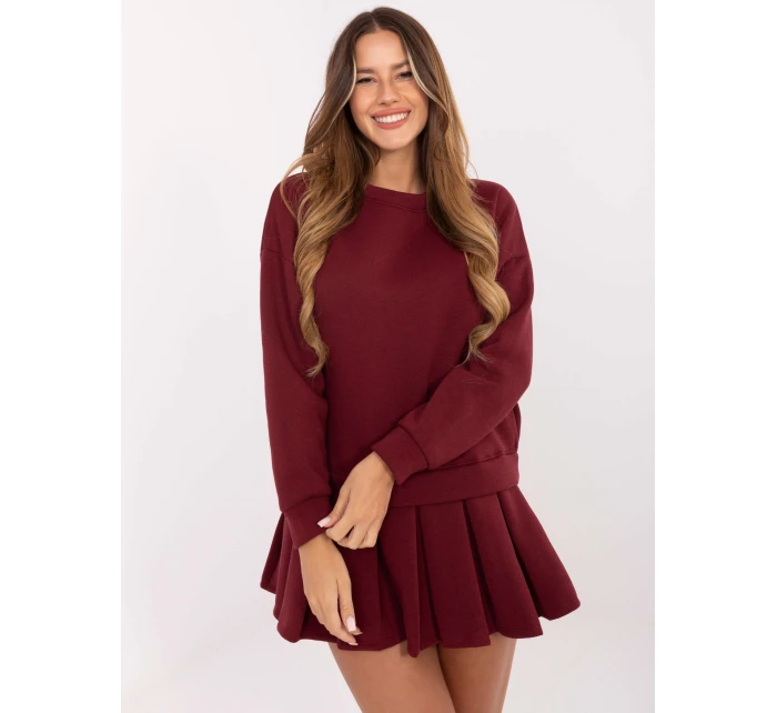 Sukienka MI SK model 21441292 bordowy - FPrice Sukienka MI SK model 21441292 bordowy - FPrice