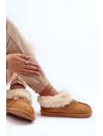 Dámské pantofle s kožíškem, hnědé Lanoze