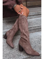 Dámské kozačky na sloupkovém podpatku Coretta – khaki