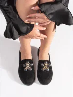 Pohodlné mokasíny černé dámské na plochém podpatku Pohodlné mokasíny černé dámské na plochém podpatku