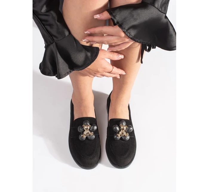 Pohodlné mokasíny černé dámské na plochém podpatku Pohodlné mokasíny černé dámské na plochém podpatku