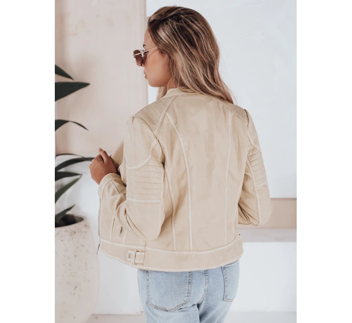 Dámská kožená bunda ROCKMISS beige FashionStreet TY5226