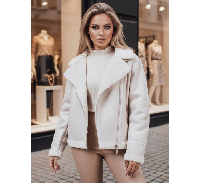 Dámská semišová bunda SOFTSTILL s ovčí kůží bílá FashionStreet TY4748z